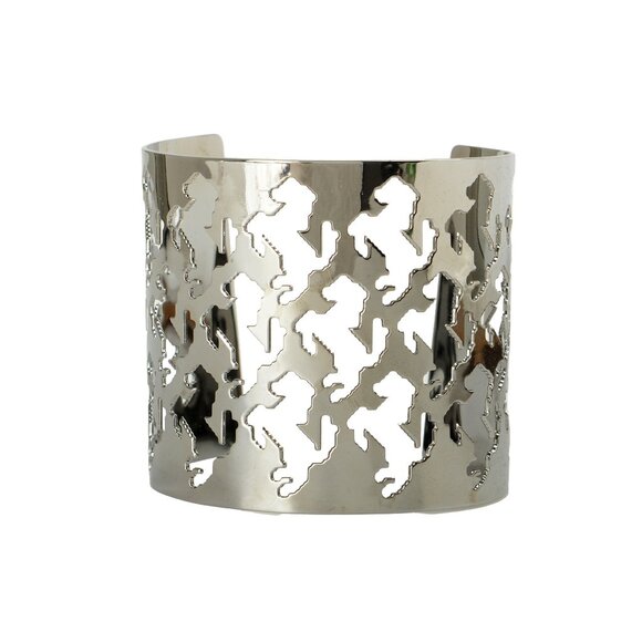 Scuderia Ferrari 100% Brass Silver Color Pixelated Prancing Horse Cuff Bracelet - Picture 1 of 4